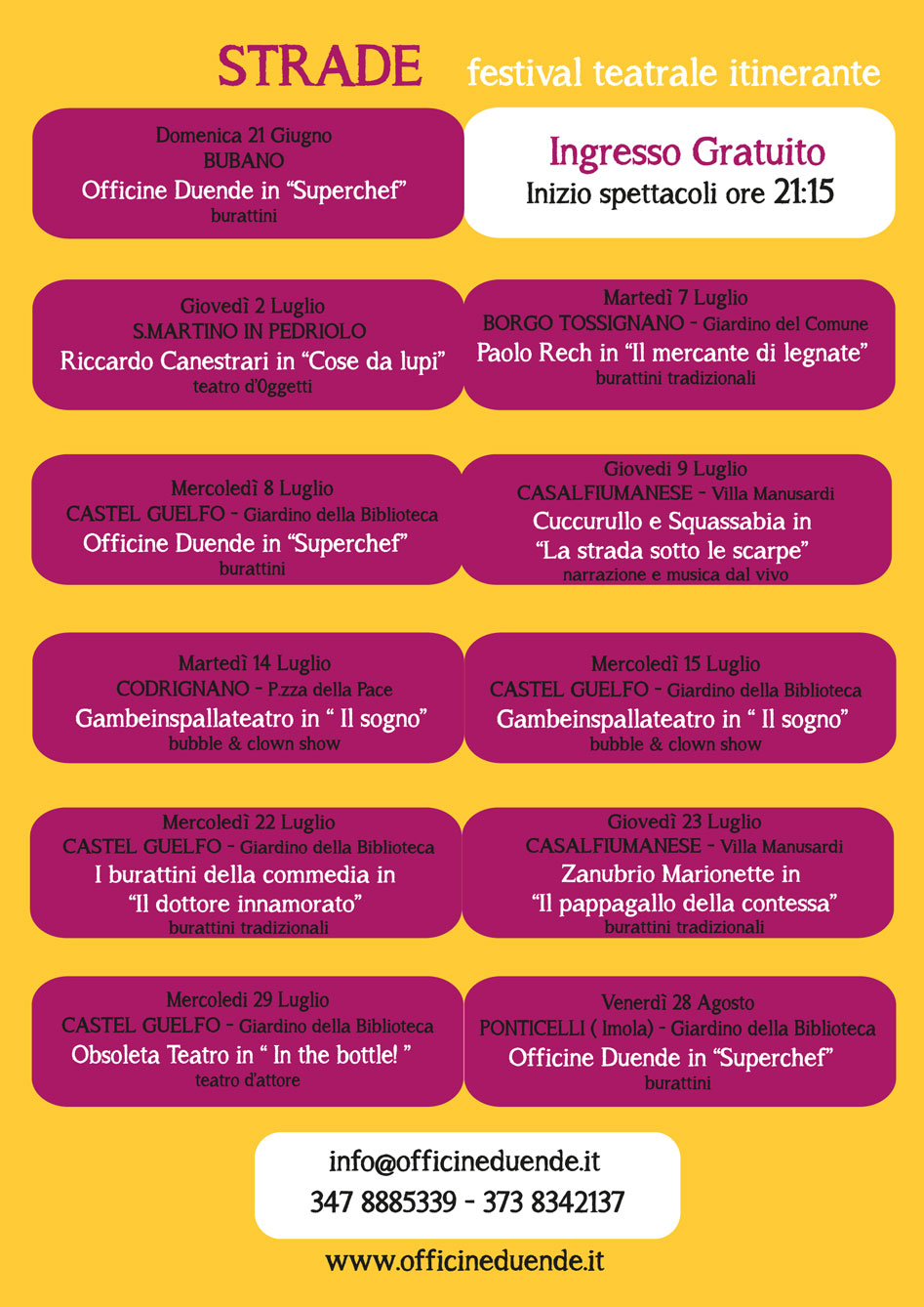 Programma del festival 2015